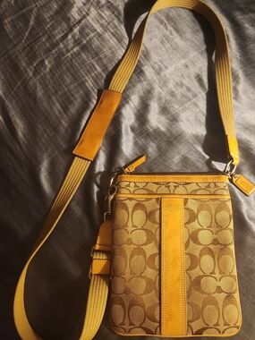 Coach Signature Crossbody Bag in Tan/Yellow
